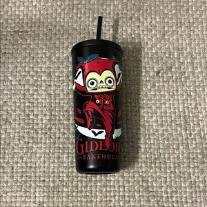 Black Tumbler with Red Design